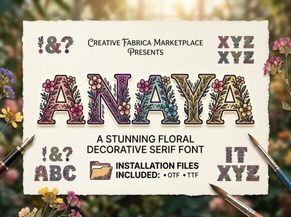 Anaya: A Floral Serif Font for Lush Branding